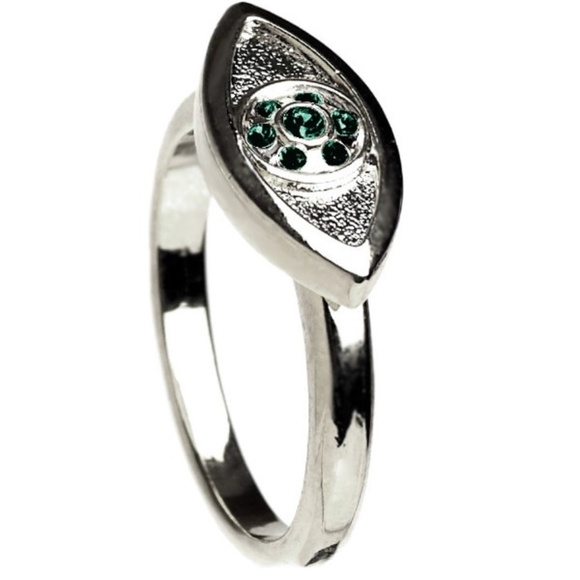 ❤️🔥 SALE! House of Harlow Silver Crystal Evil Eye Ring - Picture 1 of 8